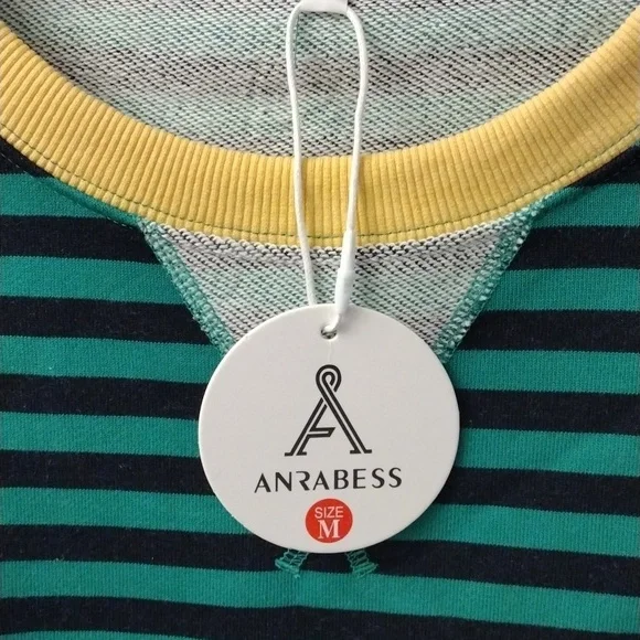 Anrabes Oversized Striped Sweatshirt Color Block, Size M - Picture 4 of 9